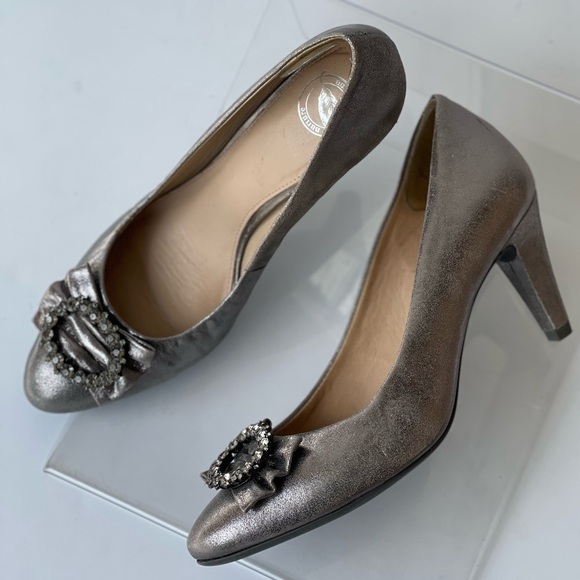 Nurture Julee Silver Gray Pumps Heels Rhinestone Bow Heels Shoes, Sz 8M - Picture 15 of 15